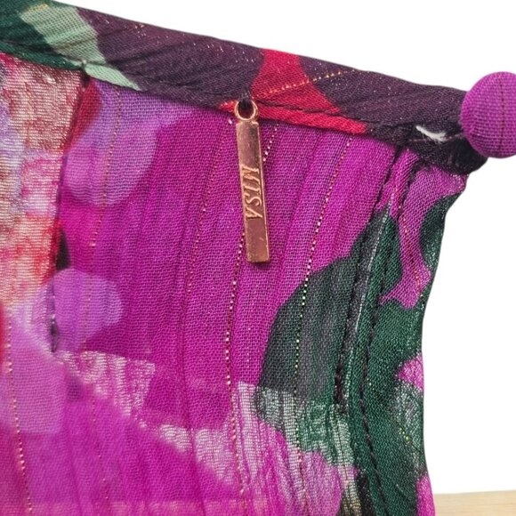 Misa Womens M Floral Ruffle Sleeve Gordana Midi Dress - Picture 8 of 16